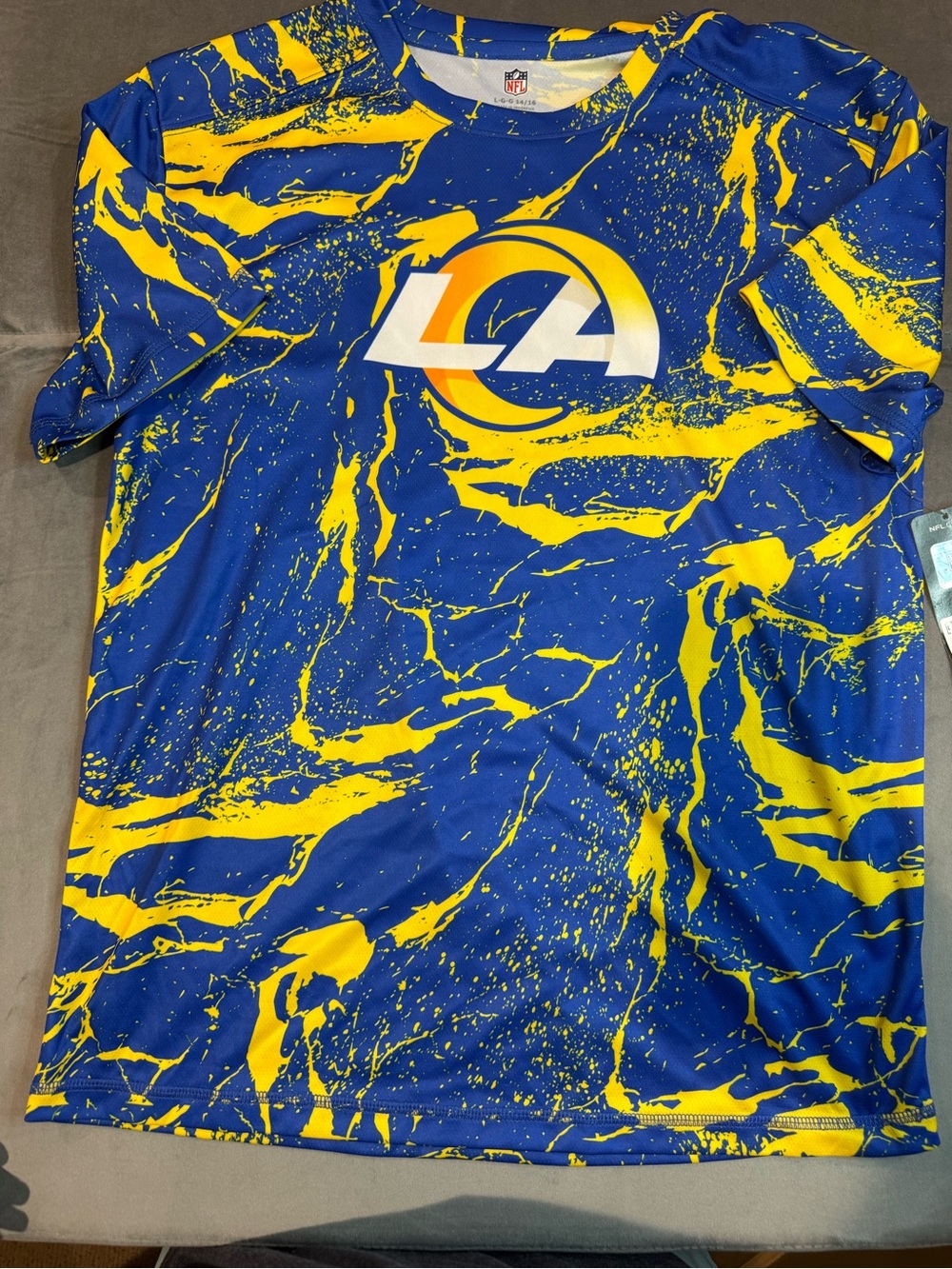 NFL Blue and Yellow Los Angeles Rams Splash Graphic Tee